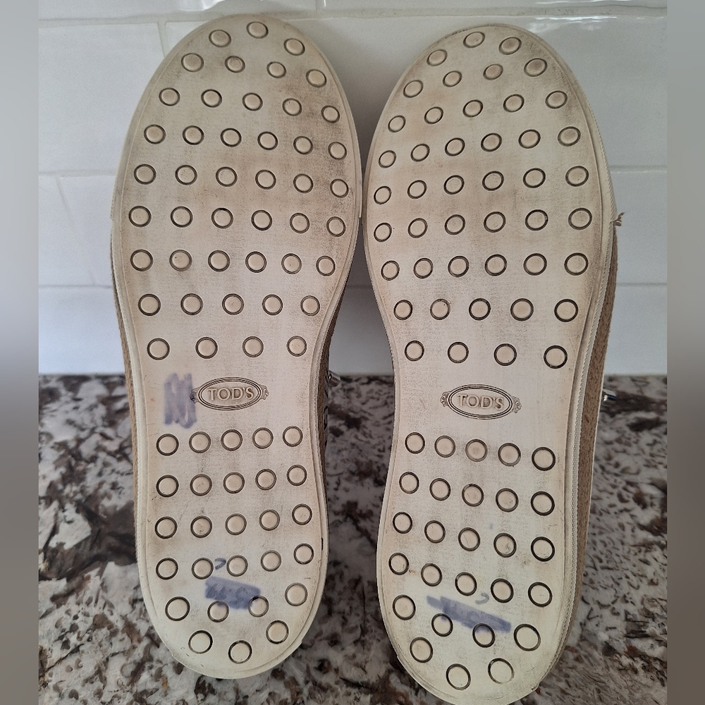 Tod's‎ Gray and White Leather Sneakers Size 40/9.5 -10 US - Picture 5 of 6